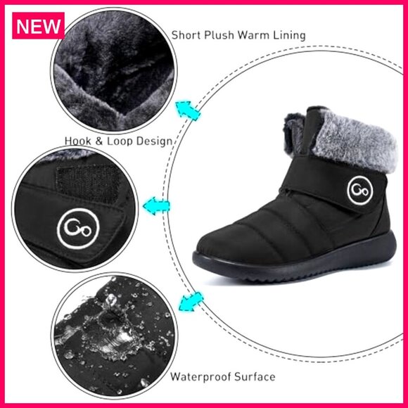 Women's Waterproof Snow Boots Fur Lined Slip On Winter Outdoor - Picture 6 of 8